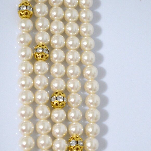 Vintage Fashion Bracelet Pearl and Crystal Beads Coquette Girl Boho Whimsy - Picture 2 of 3
